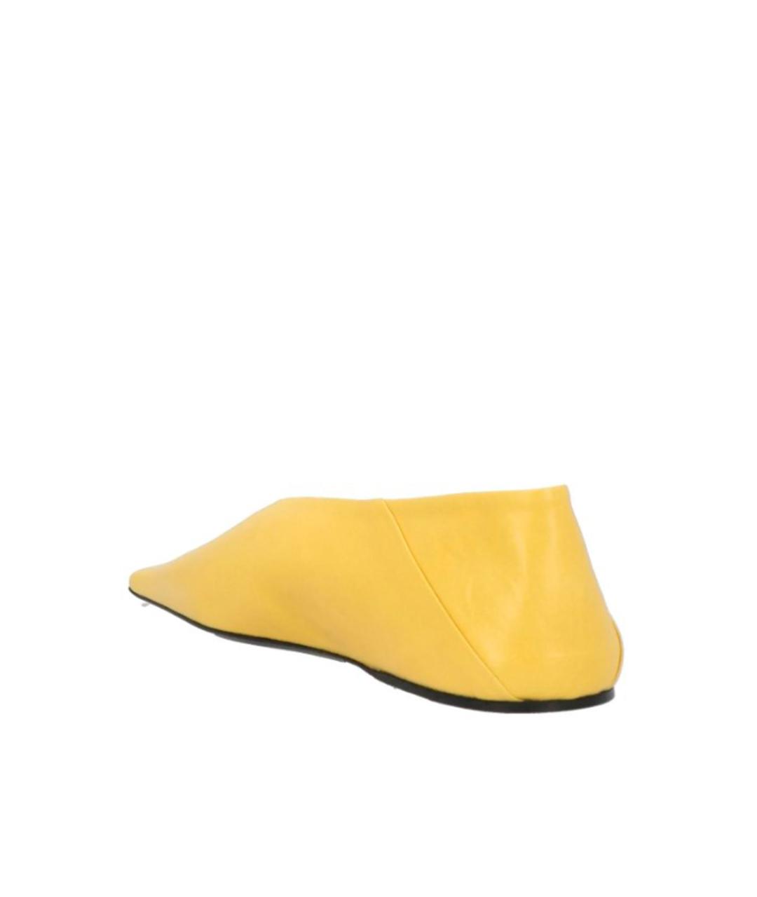 JIL SANDER Желтые кожаные балетки, фото 2