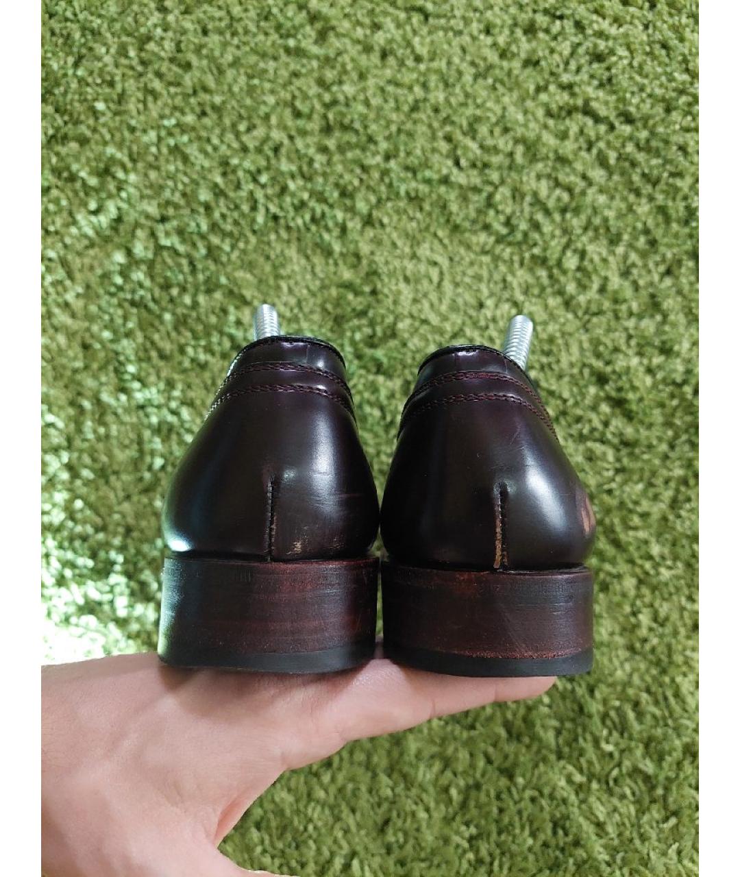 SANTONI Бордовые кожаные туфли, фото 4