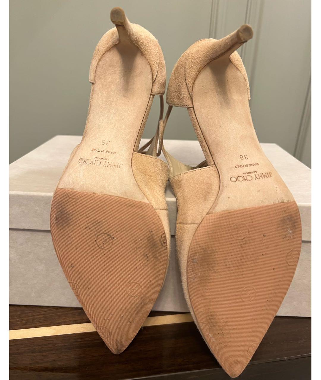 JIMMY CHOO Бежевые замшевые туфли, фото 6