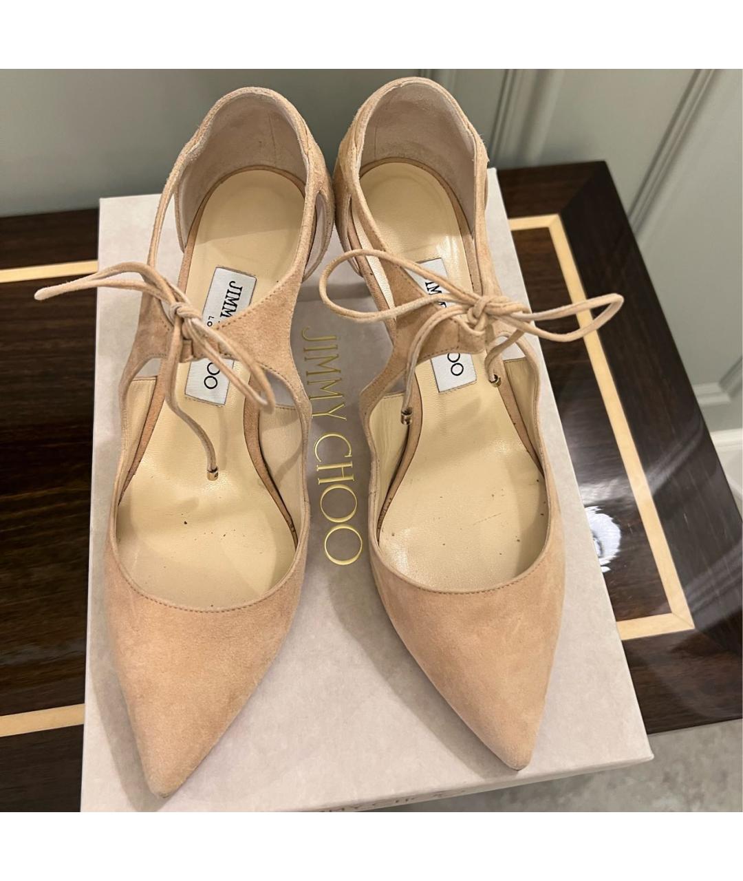 JIMMY CHOO Бежевые замшевые туфли, фото 2