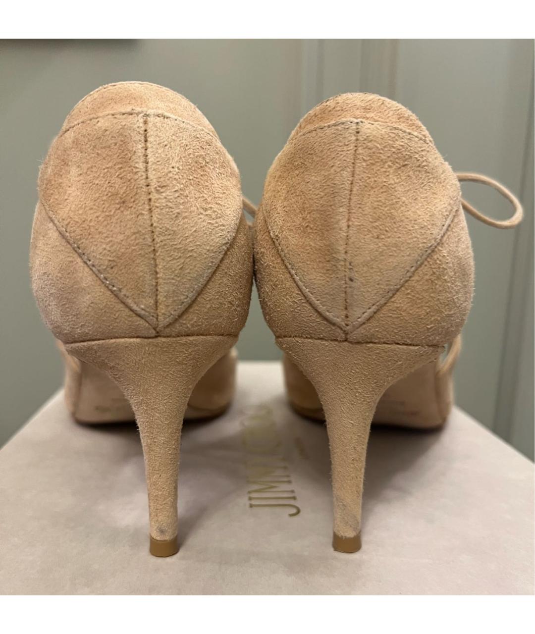 JIMMY CHOO Бежевые замшевые туфли, фото 4