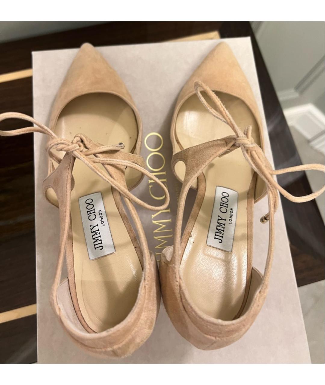 JIMMY CHOO Бежевые замшевые туфли, фото 3