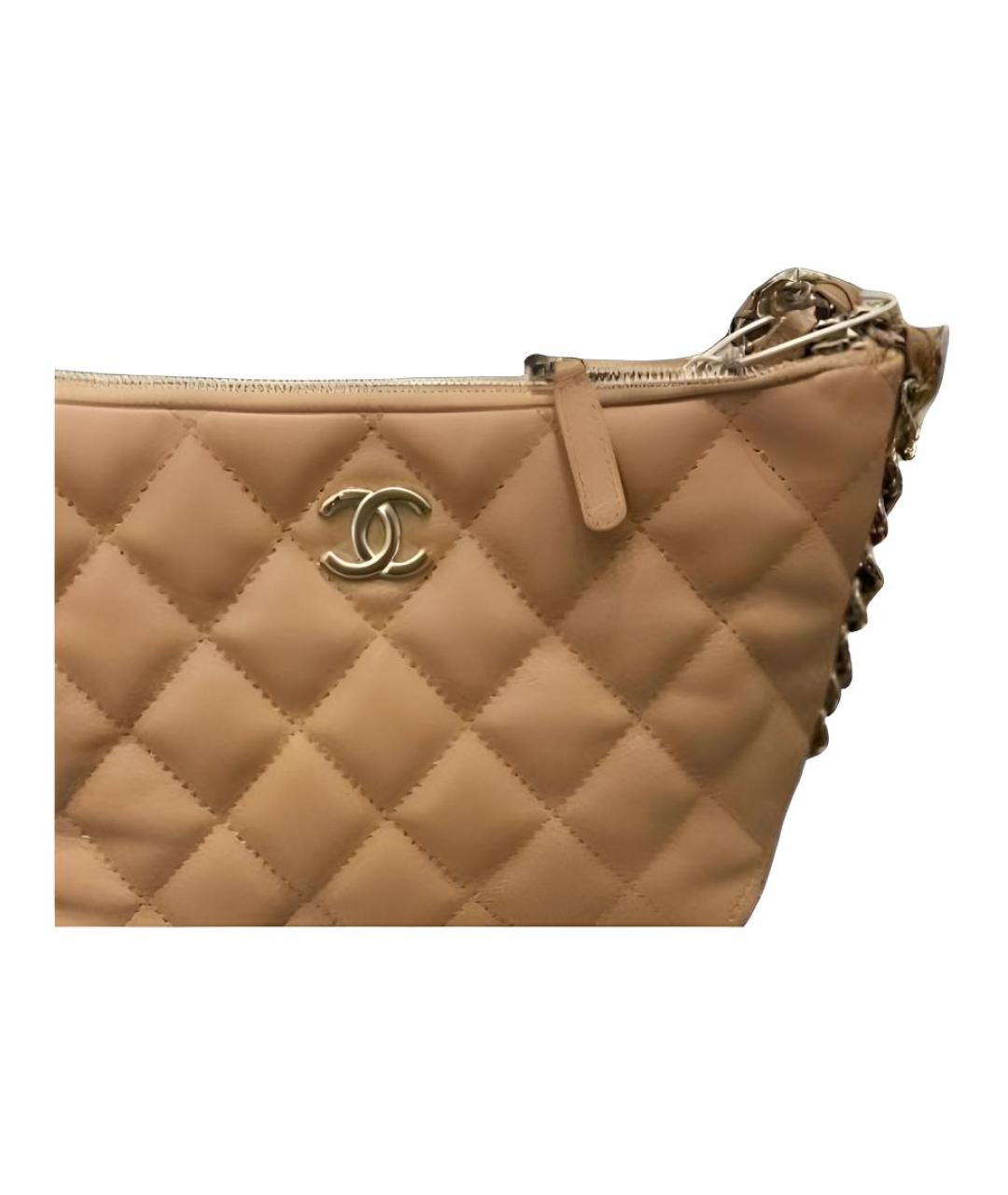 CHANEL Бежевая кожаная сумка через плечо, фото 4