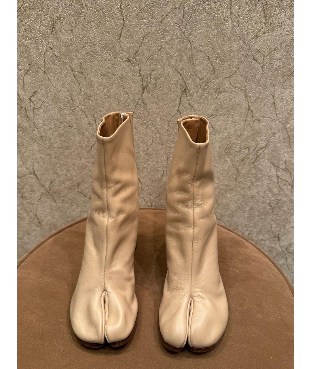 MAISON MARGIELA Бежевые кожаные ботильоны, фото 2
