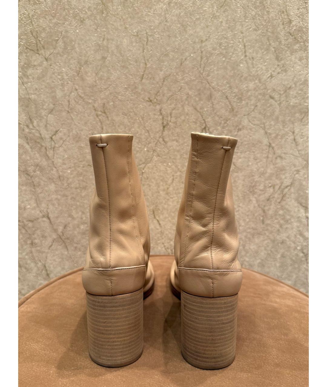 MAISON MARGIELA Бежевые кожаные ботильоны, фото 4