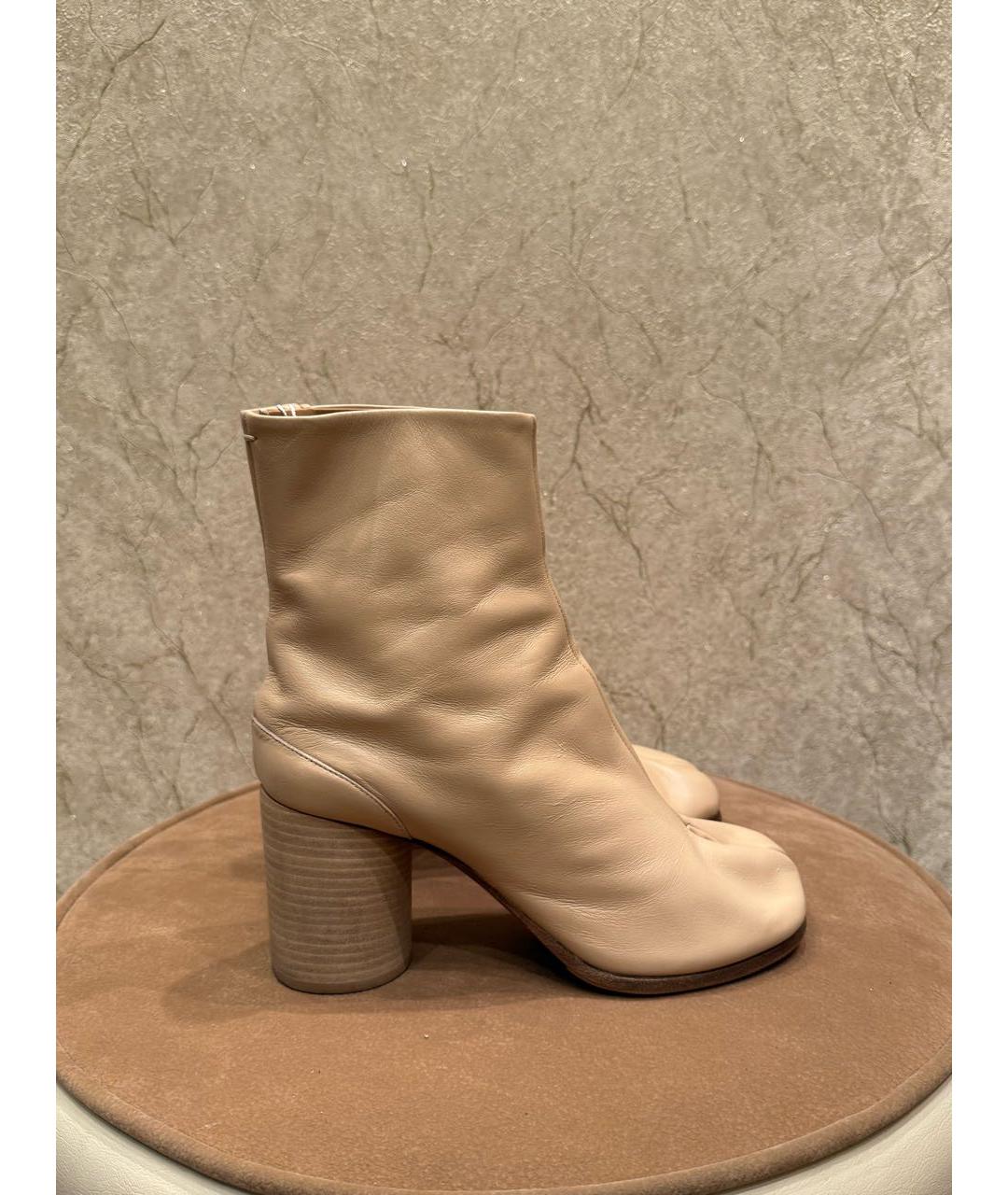 MAISON MARGIELA Бежевые кожаные ботильоны, фото 8