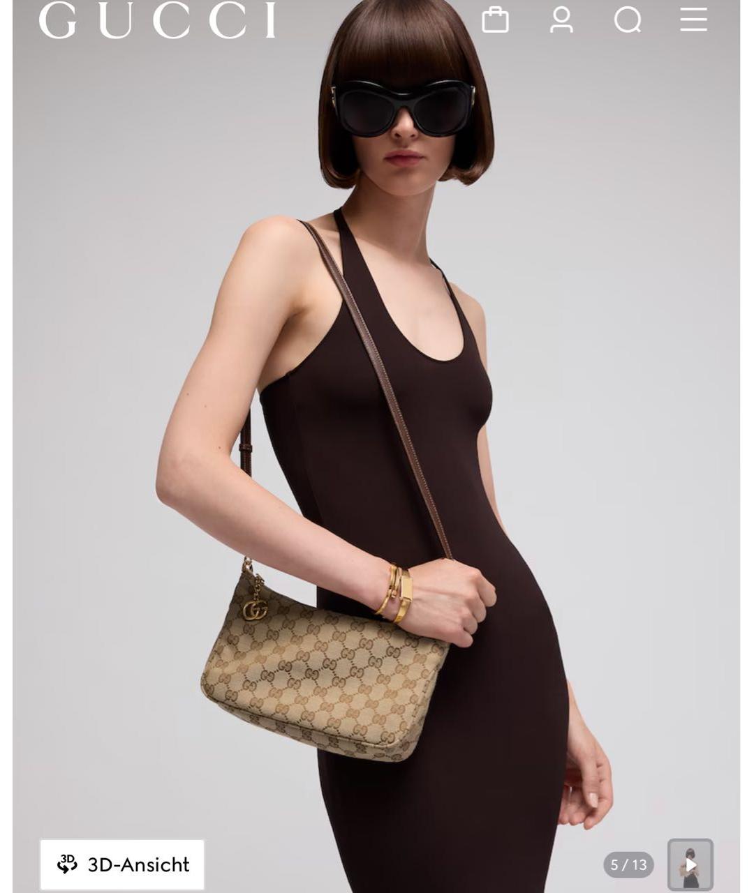 GUCCI Бежевая сумка с короткими ручками, фото 3