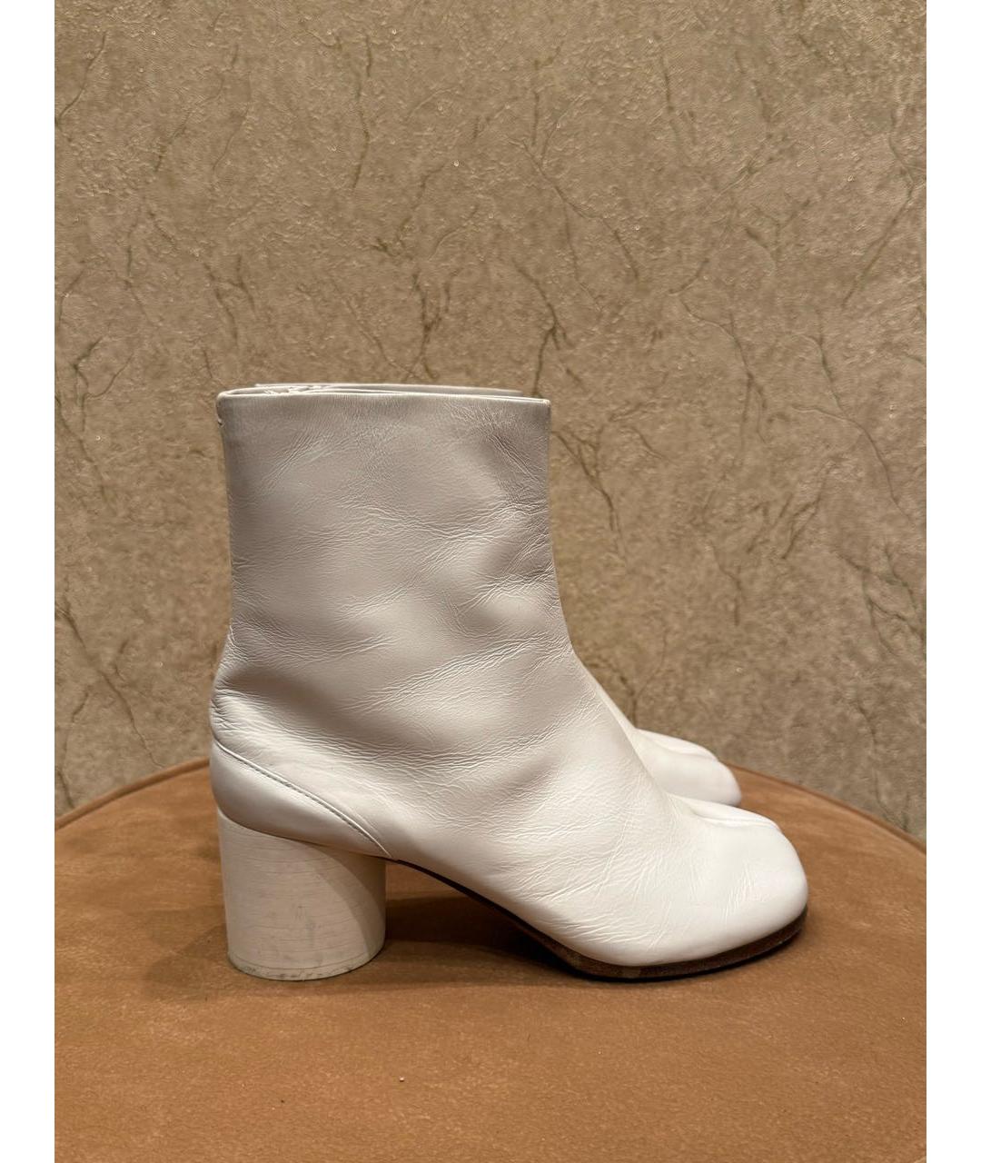 MAISON MARGIELA Белые кожаные ботильоны, фото 8