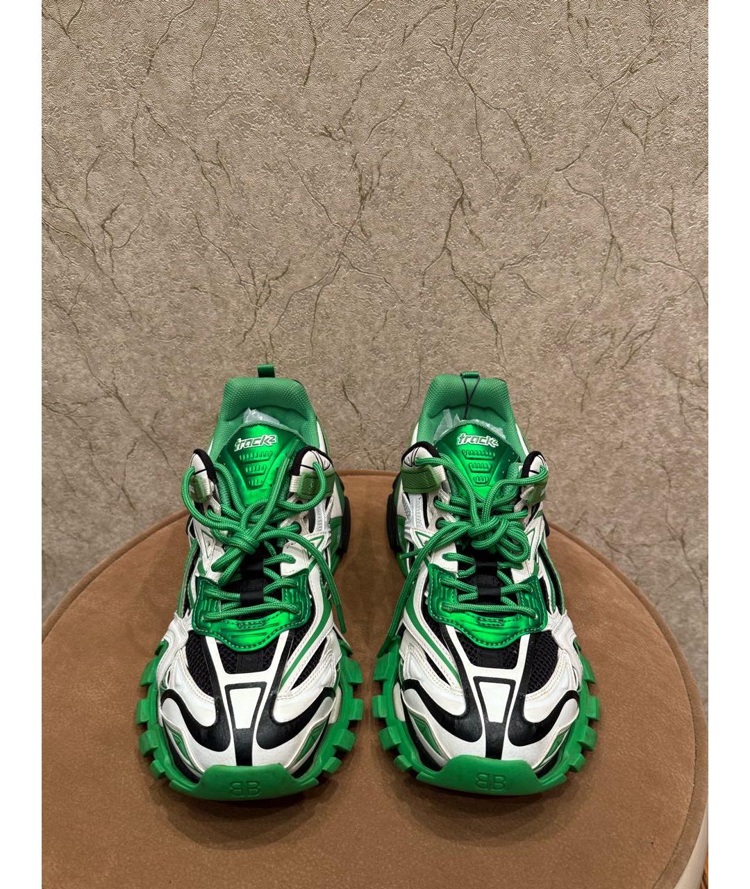BALENCIAGA Зеленые текстильные низкие кроссовки / кеды, фото 2