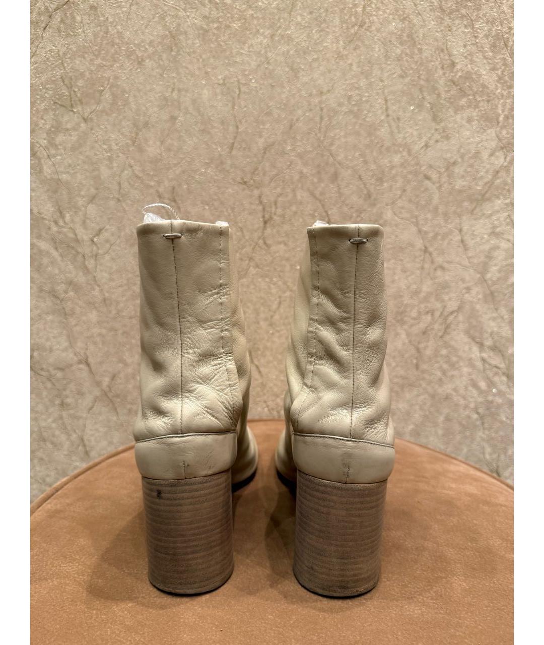 MAISON MARGIELA Бежевые кожаные ботильоны, фото 4