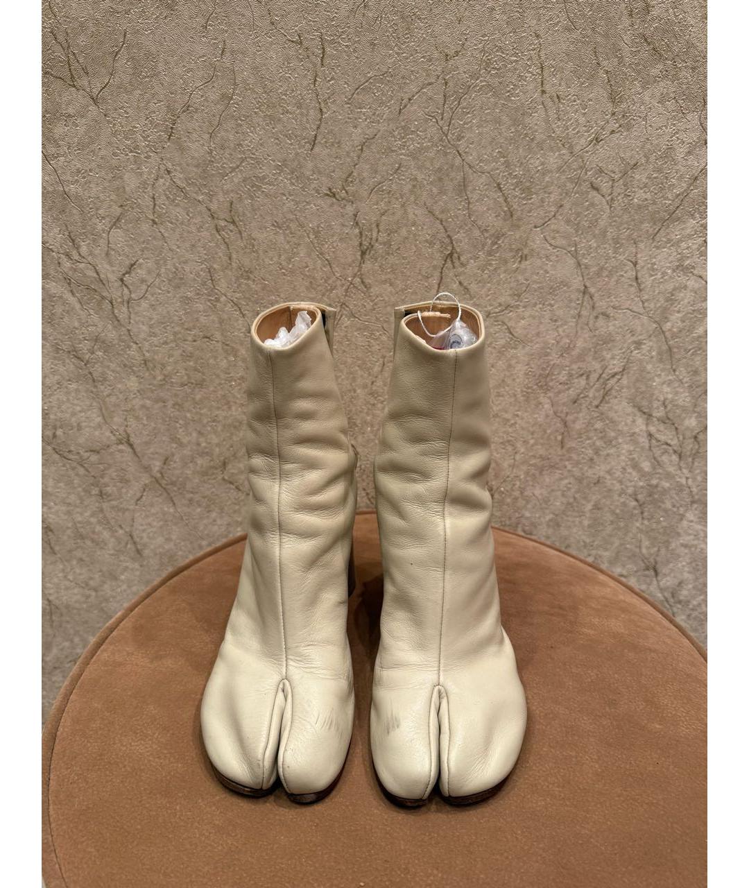 MAISON MARGIELA Бежевые кожаные ботильоны, фото 2