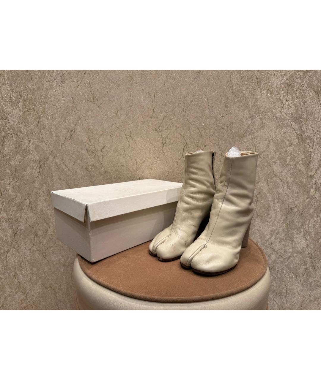 MAISON MARGIELA Бежевые кожаные ботильоны, фото 5