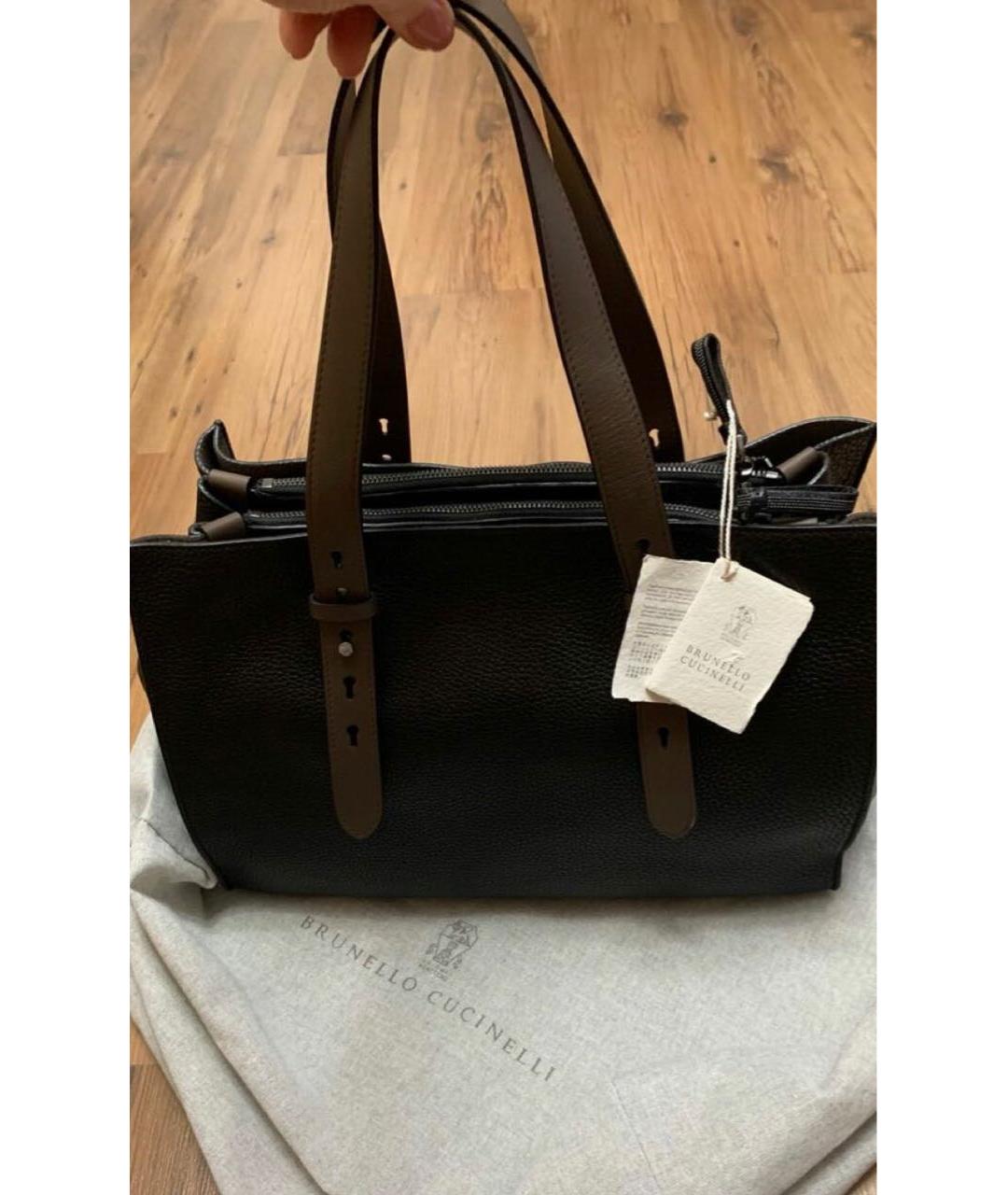 BRUNELLO CUCINELLI Коричневая кожаная сумка тоут, фото 3