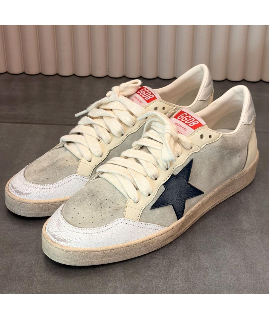 GOLDEN GOOSE Бежевые замшевые низкие кроссовки / кеды, фото 2
