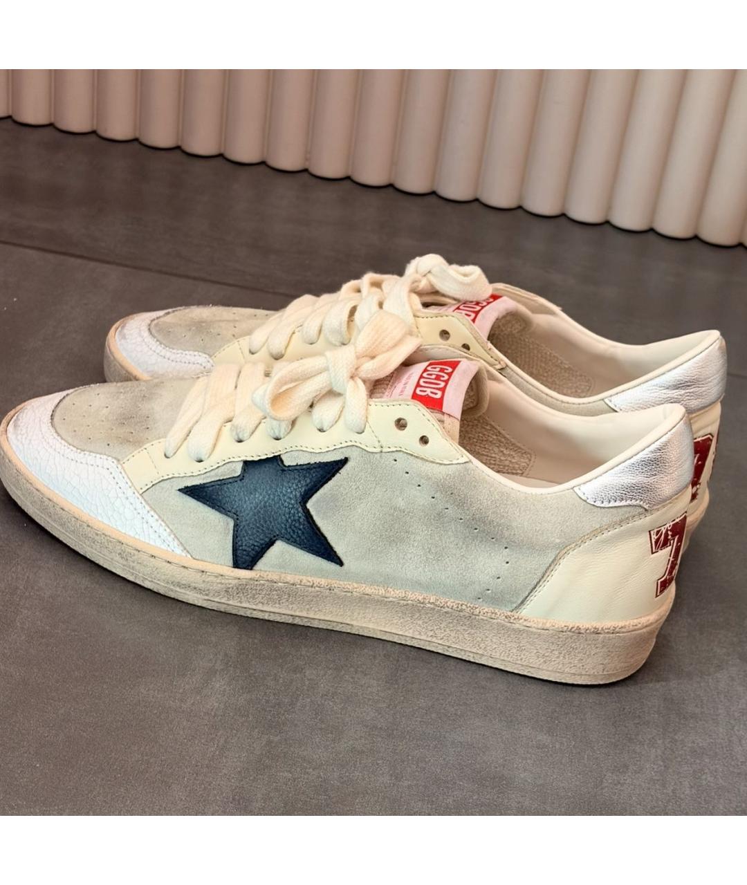 GOLDEN GOOSE Бежевые замшевые низкие кроссовки / кеды, фото 6