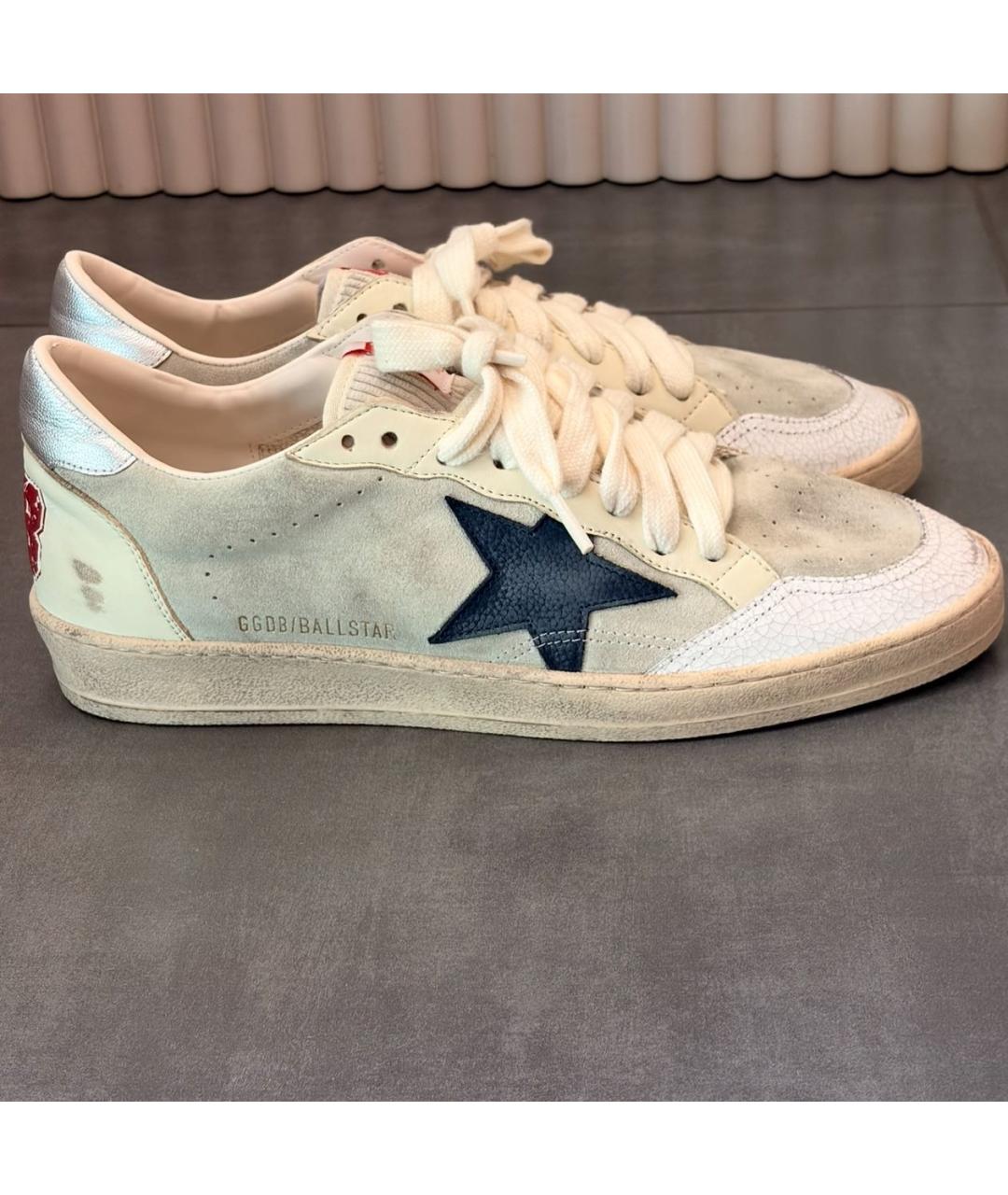 GOLDEN GOOSE Бежевые замшевые низкие кроссовки / кеды, фото 5