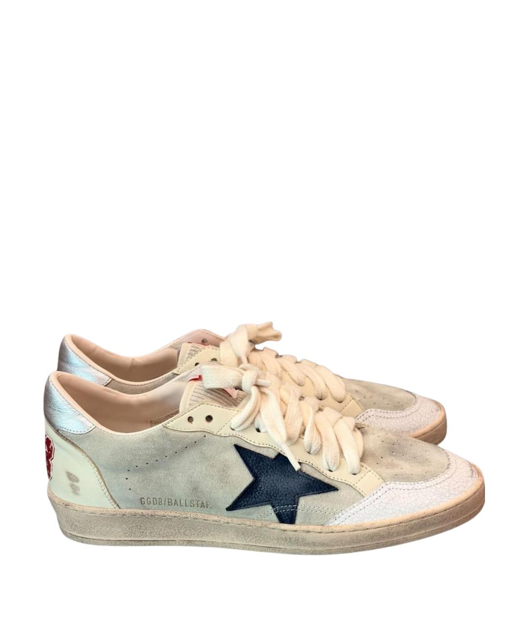 GOLDEN GOOSE Бежевые замшевые низкие кроссовки / кеды, фото 1