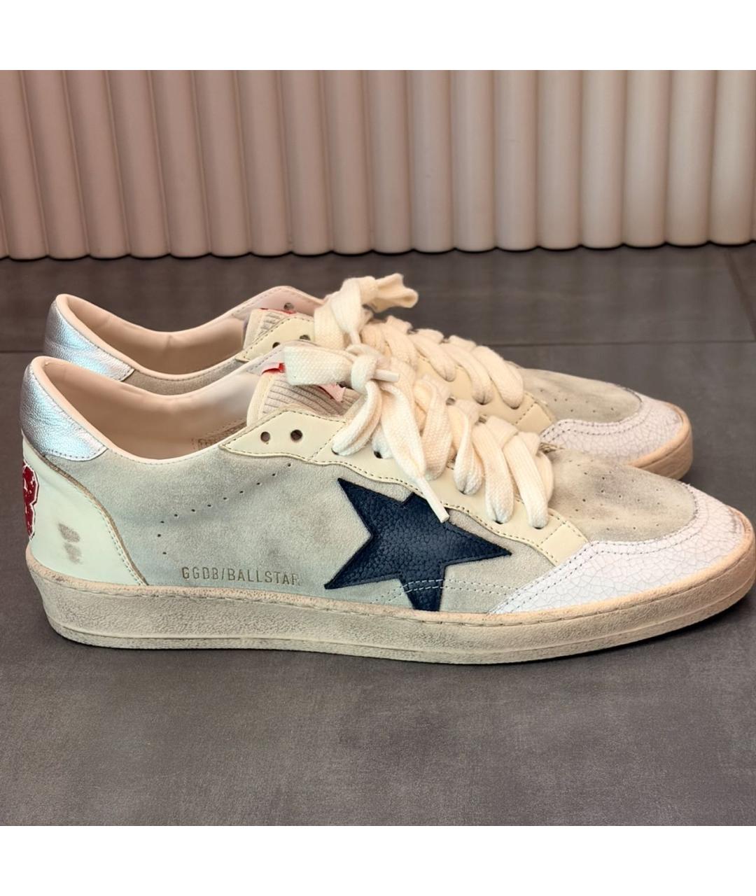 GOLDEN GOOSE Бежевые замшевые низкие кроссовки / кеды, фото 7