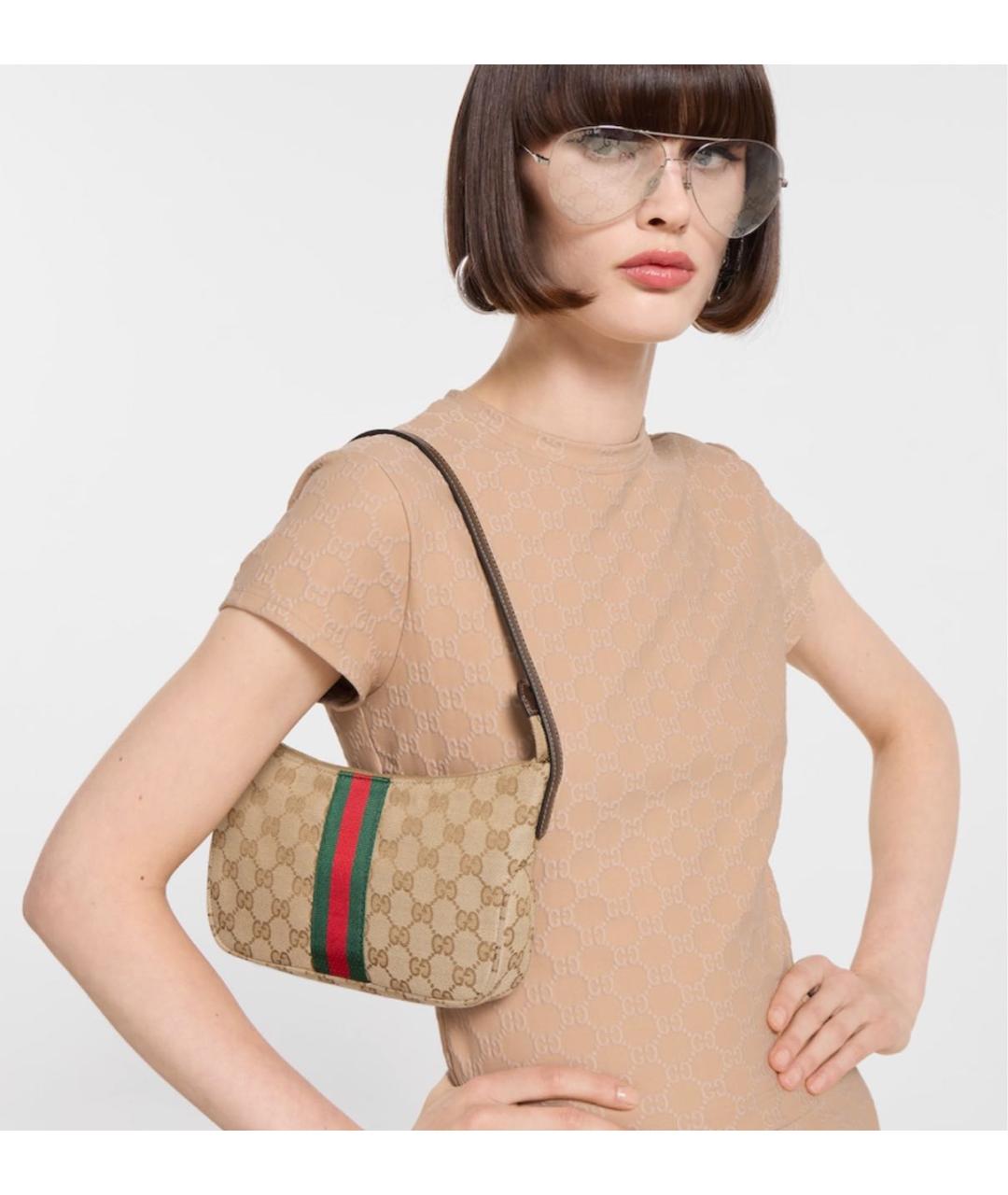 GUCCI Бежевая сумка с короткими ручками, фото 3