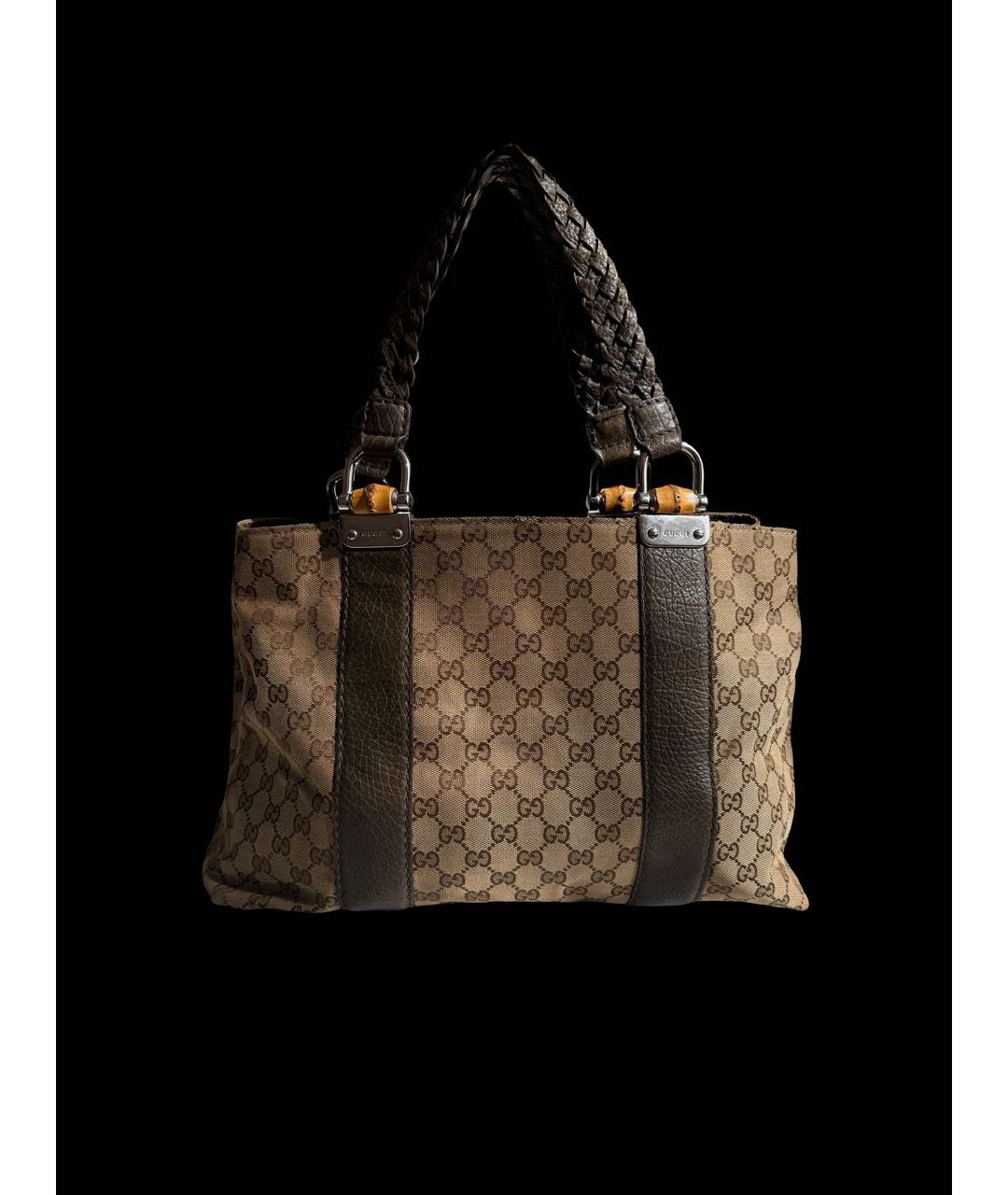 GUCCI Коричневая сумка тоут из канвы, фото 8