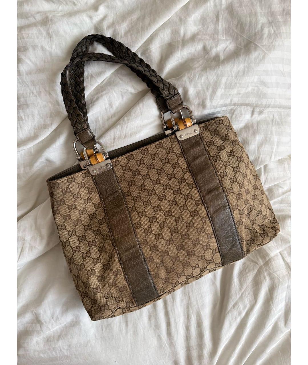 GUCCI Коричневая сумка тоут из канвы, фото 2