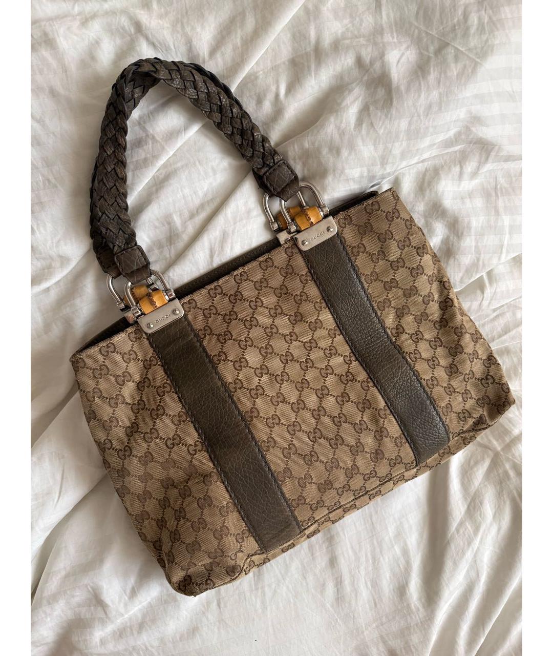 GUCCI Коричневая сумка тоут из канвы, фото 3