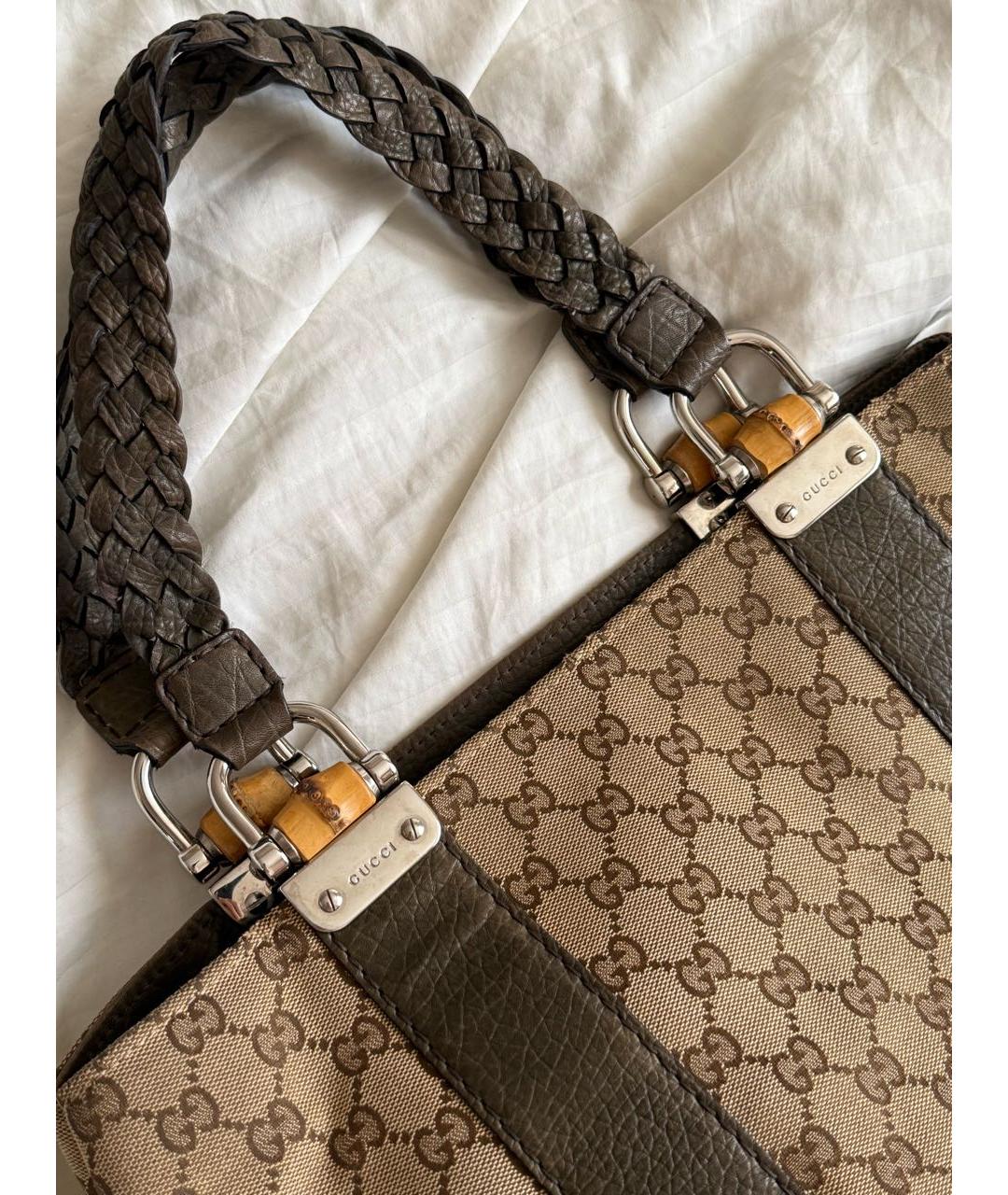 GUCCI Коричневая сумка тоут из канвы, фото 4