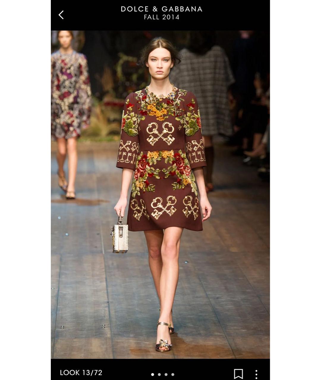 DOLCE&GABBANA Коричневое вискозное коктейльное платье, фото 7