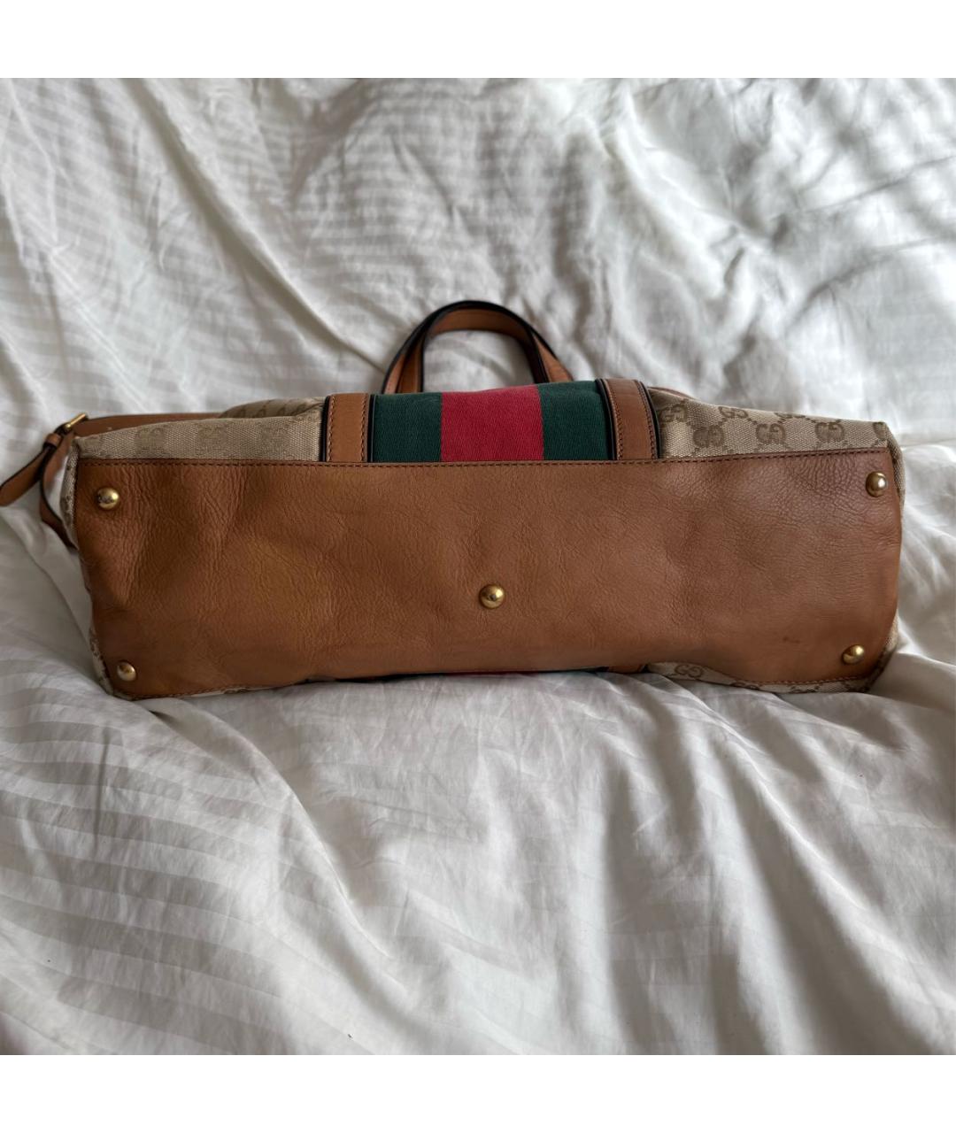 GUCCI Коричневая сумка тоут из канвы, фото 3
