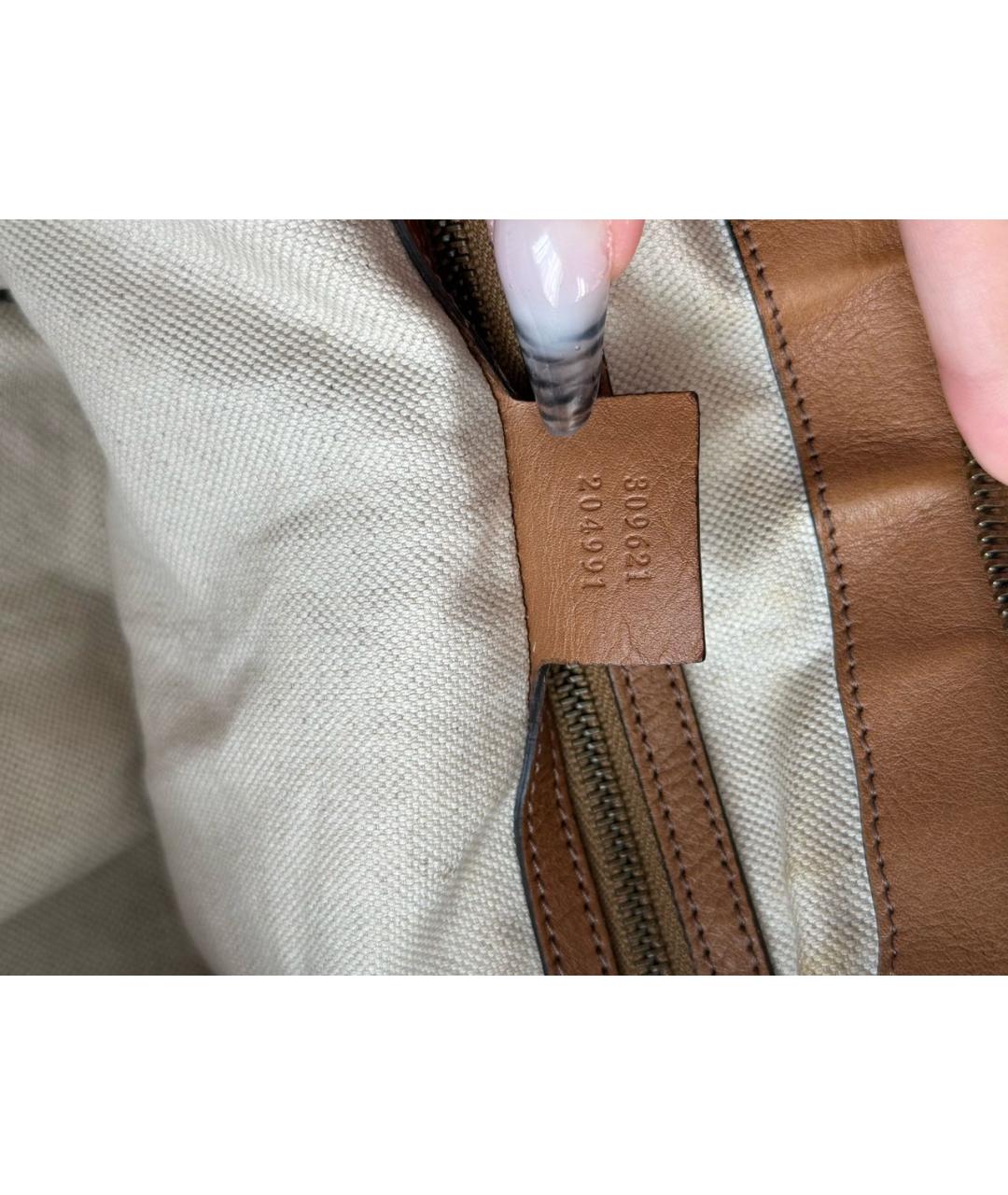 GUCCI Коричневая сумка тоут из канвы, фото 8
