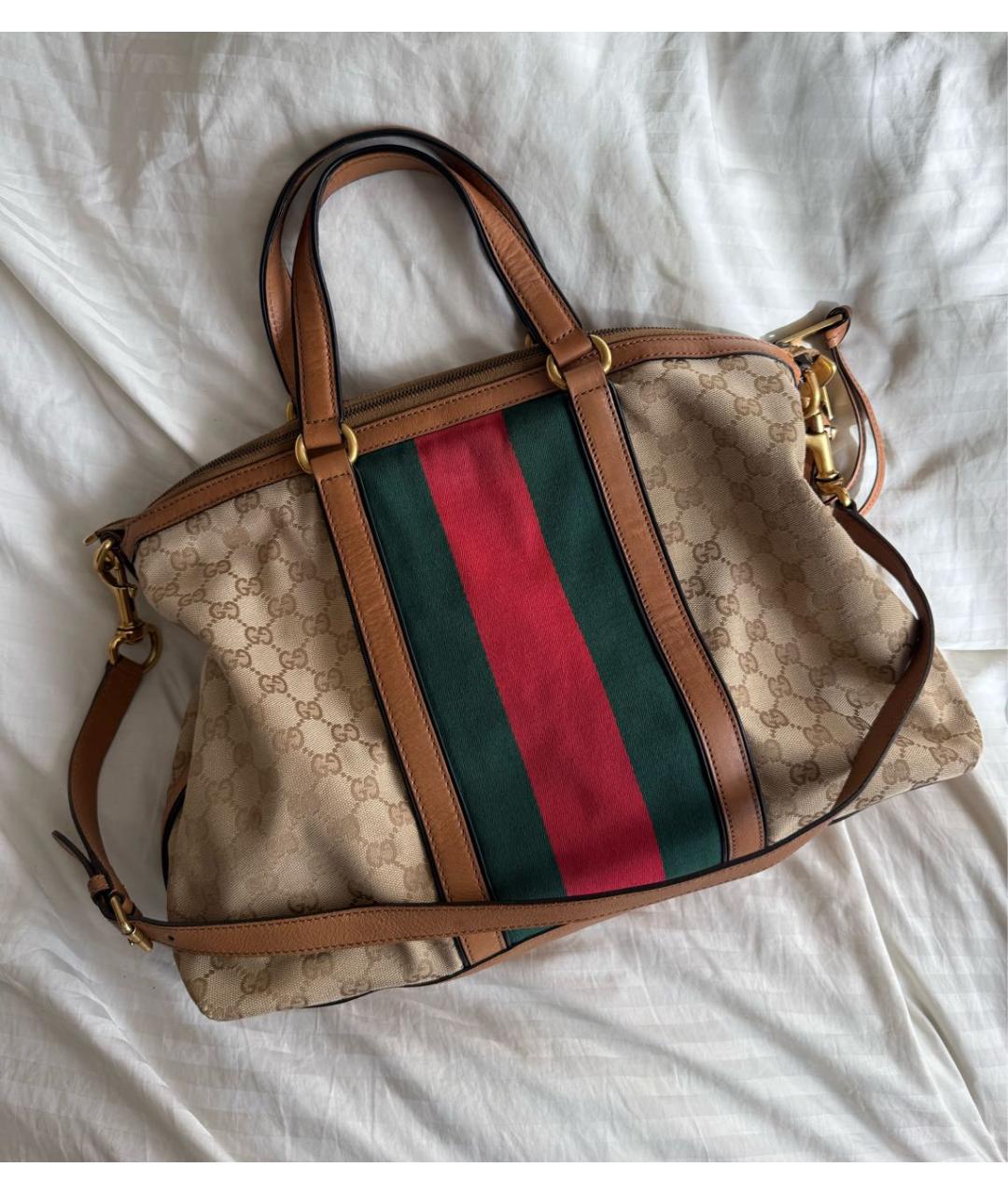 GUCCI Коричневая сумка тоут из канвы, фото 2