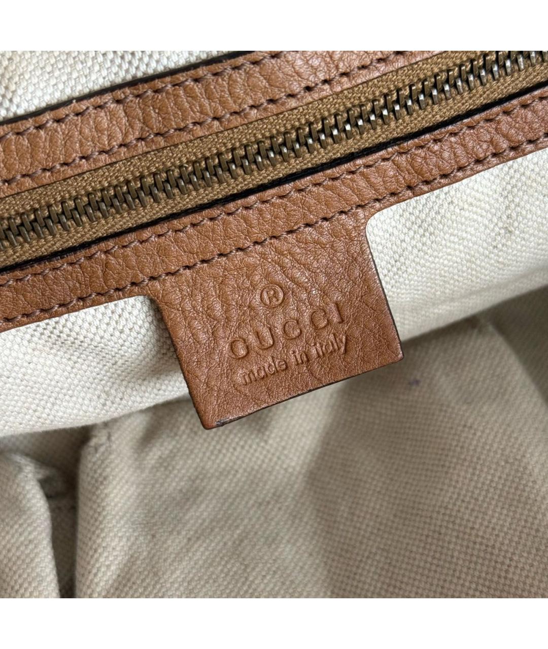 GUCCI Коричневая сумка тоут из канвы, фото 7