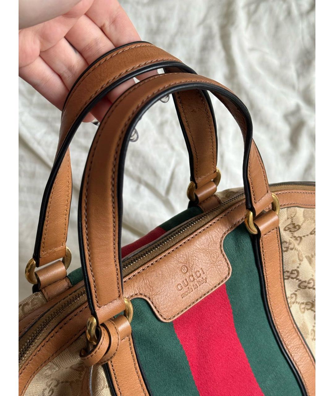 GUCCI Коричневая сумка тоут из канвы, фото 4