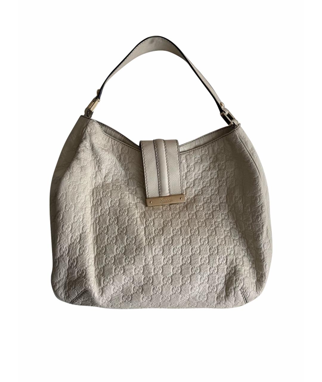 GUCCI Белая кожаная сумка с короткими ручками, фото 1