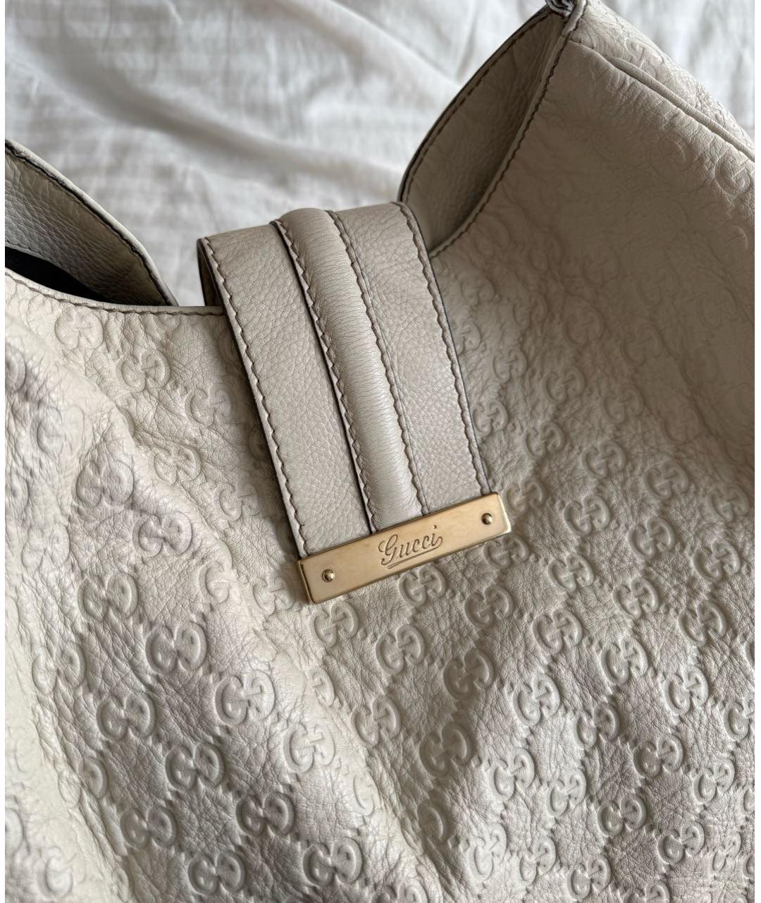 GUCCI Белая кожаная сумка с короткими ручками, фото 4