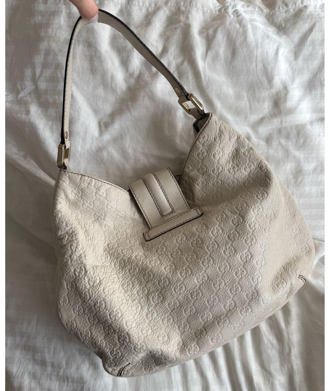 GUCCI Белая кожаная сумка с короткими ручками, фото 2