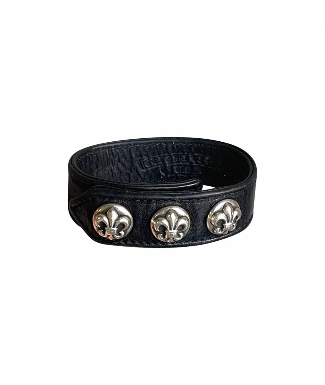 CHROME HEARTS Черный кожаный браслет, фото 1