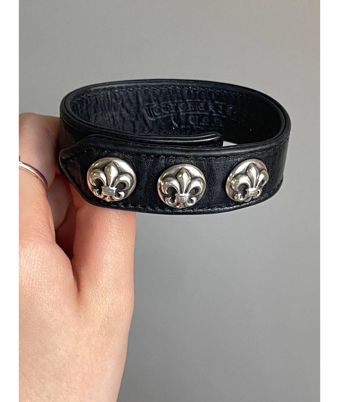 CHROME HEARTS Черный кожаный браслет, фото 4