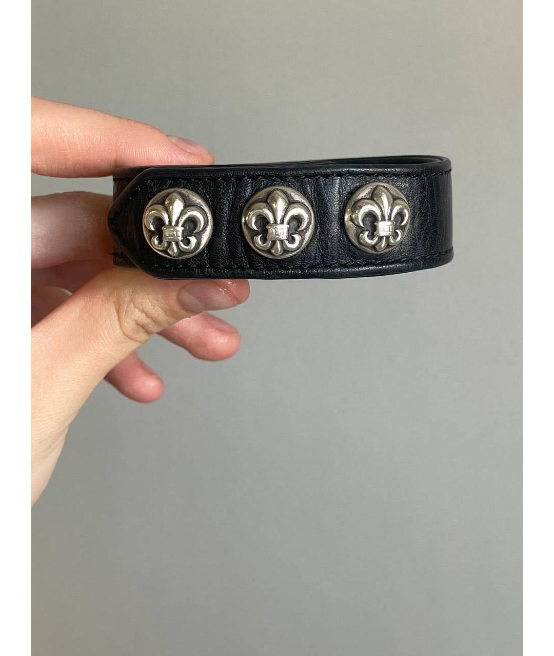 CHROME HEARTS Черный кожаный браслет, фото 2