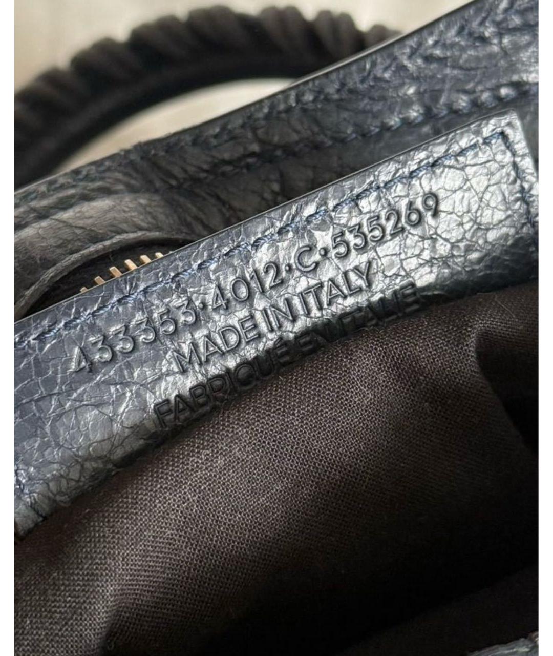BALENCIAGA Темно-синяя кожаная сумка с короткими ручками, фото 8