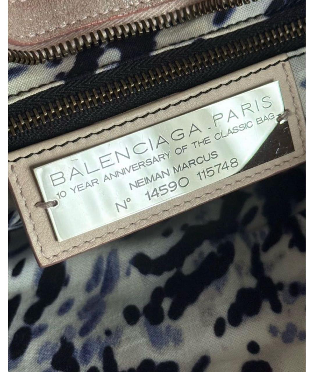 BALENCIAGA Розовая замшевая сумка с короткими ручками, фото 8