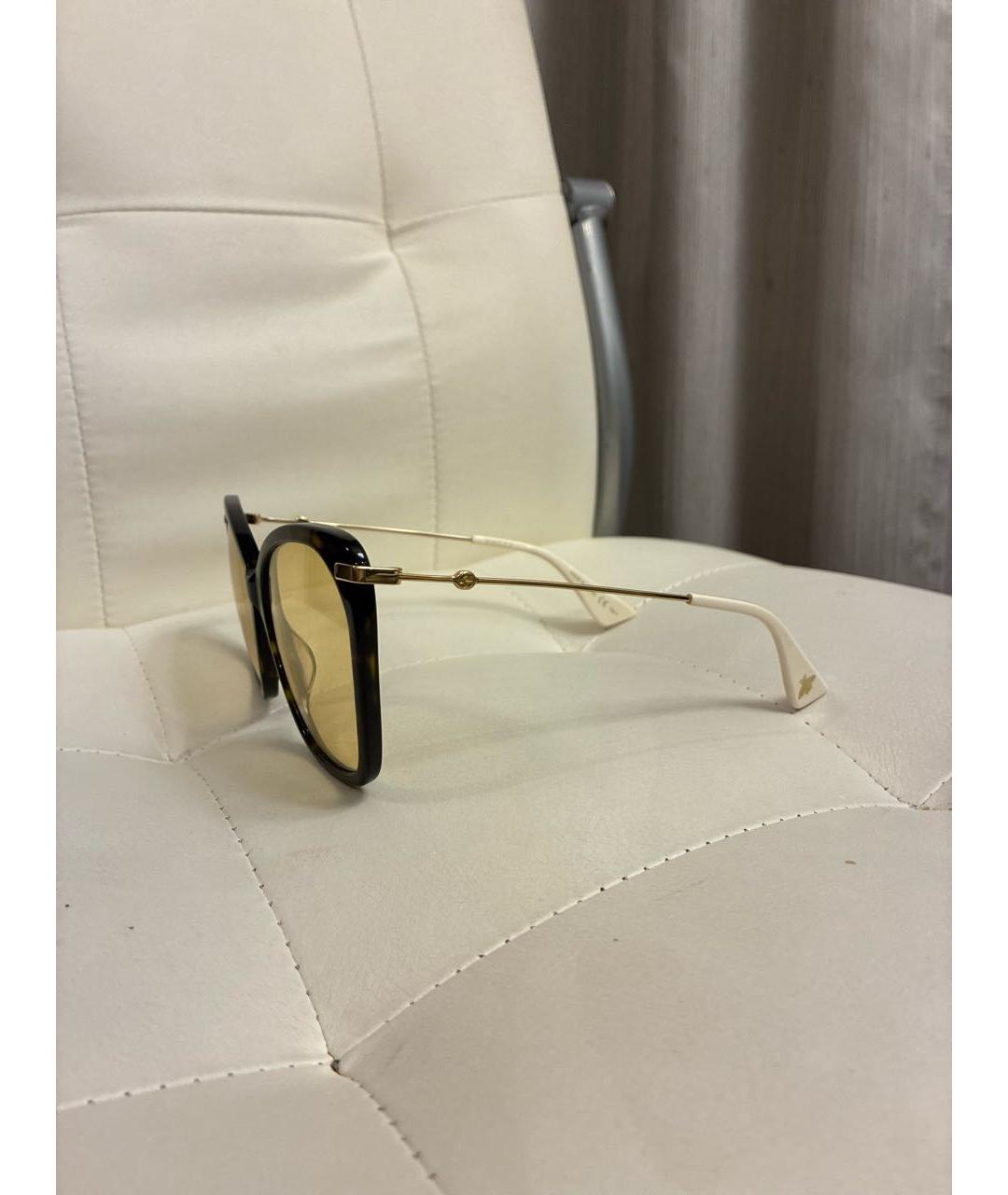 GUCCI Коричневые пластиковые солнцезащитные очки, фото 2