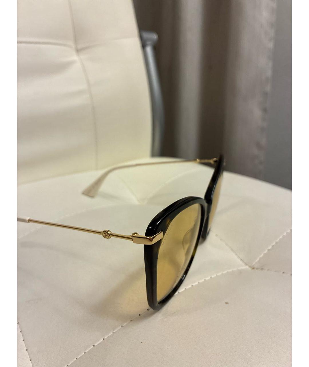 GUCCI Коричневые пластиковые солнцезащитные очки, фото 3