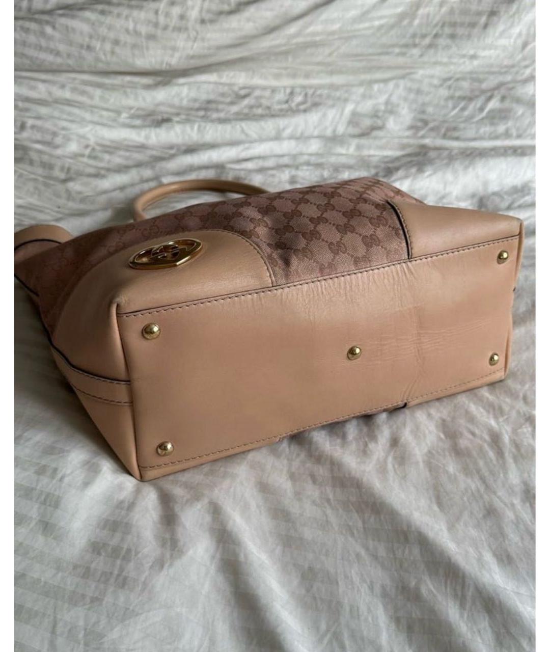 GUCCI Розовая сумка тоут из канвы, фото 3