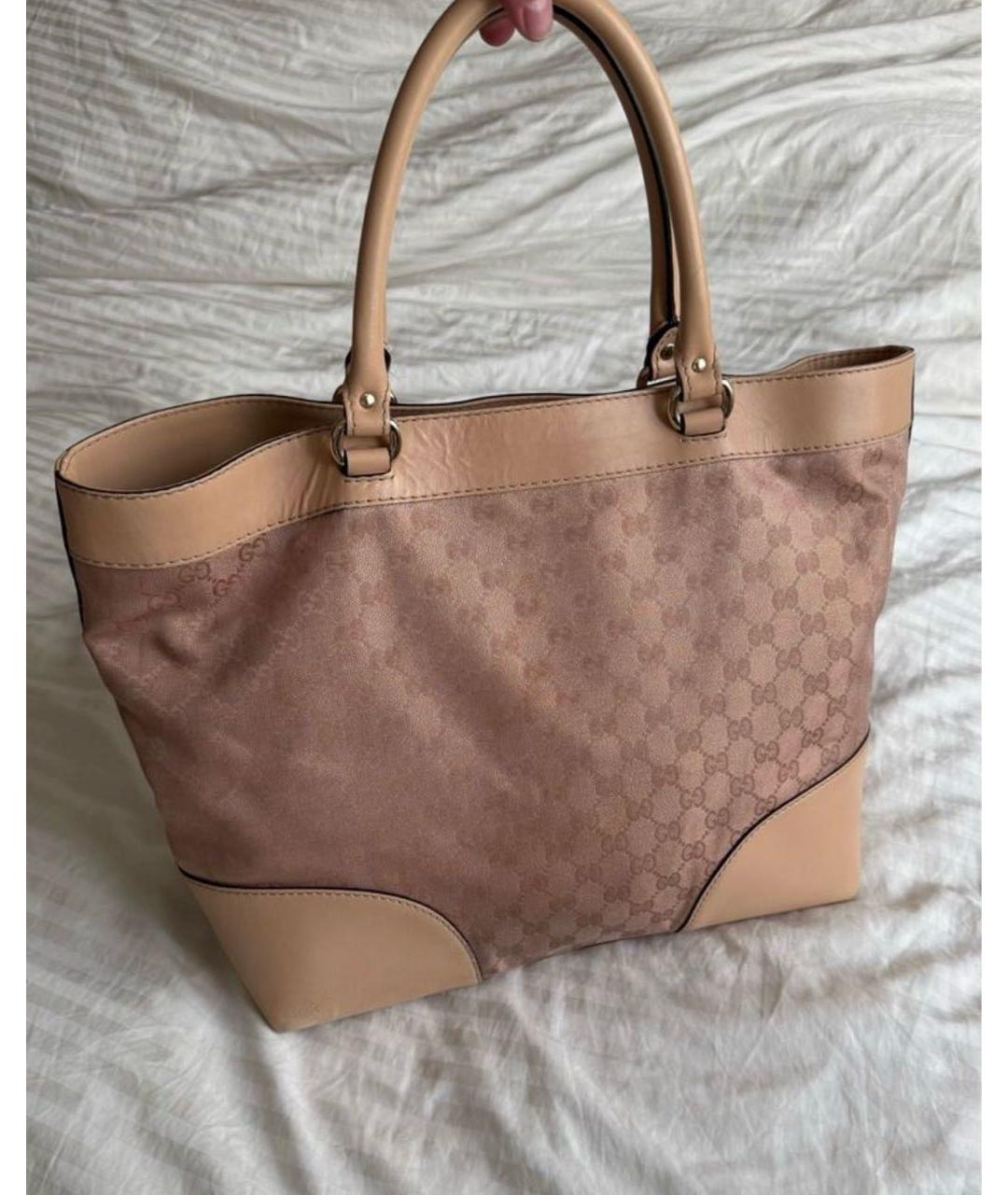 GUCCI Розовая сумка тоут из канвы, фото 2
