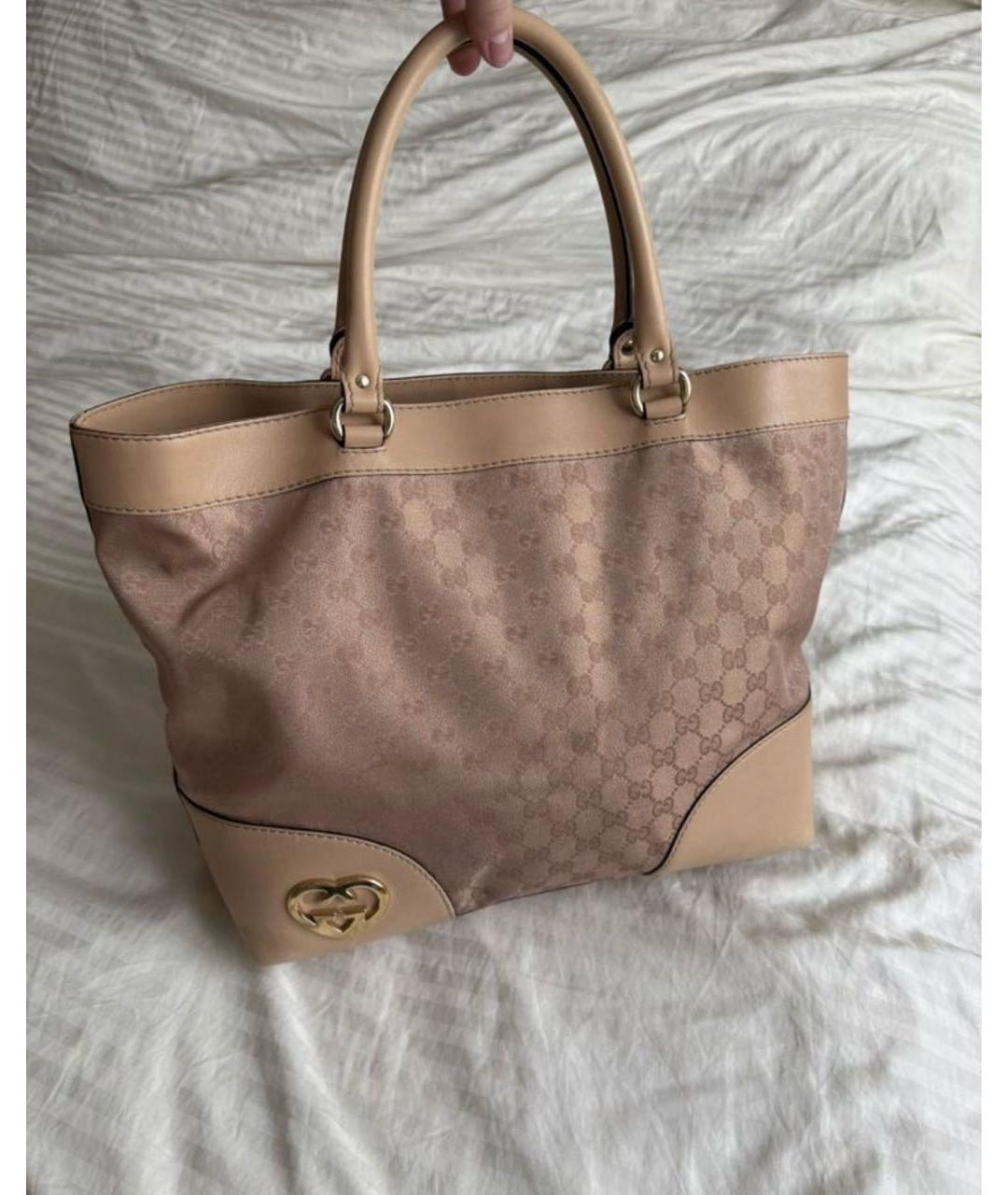 GUCCI Розовая сумка тоут из канвы, фото 9