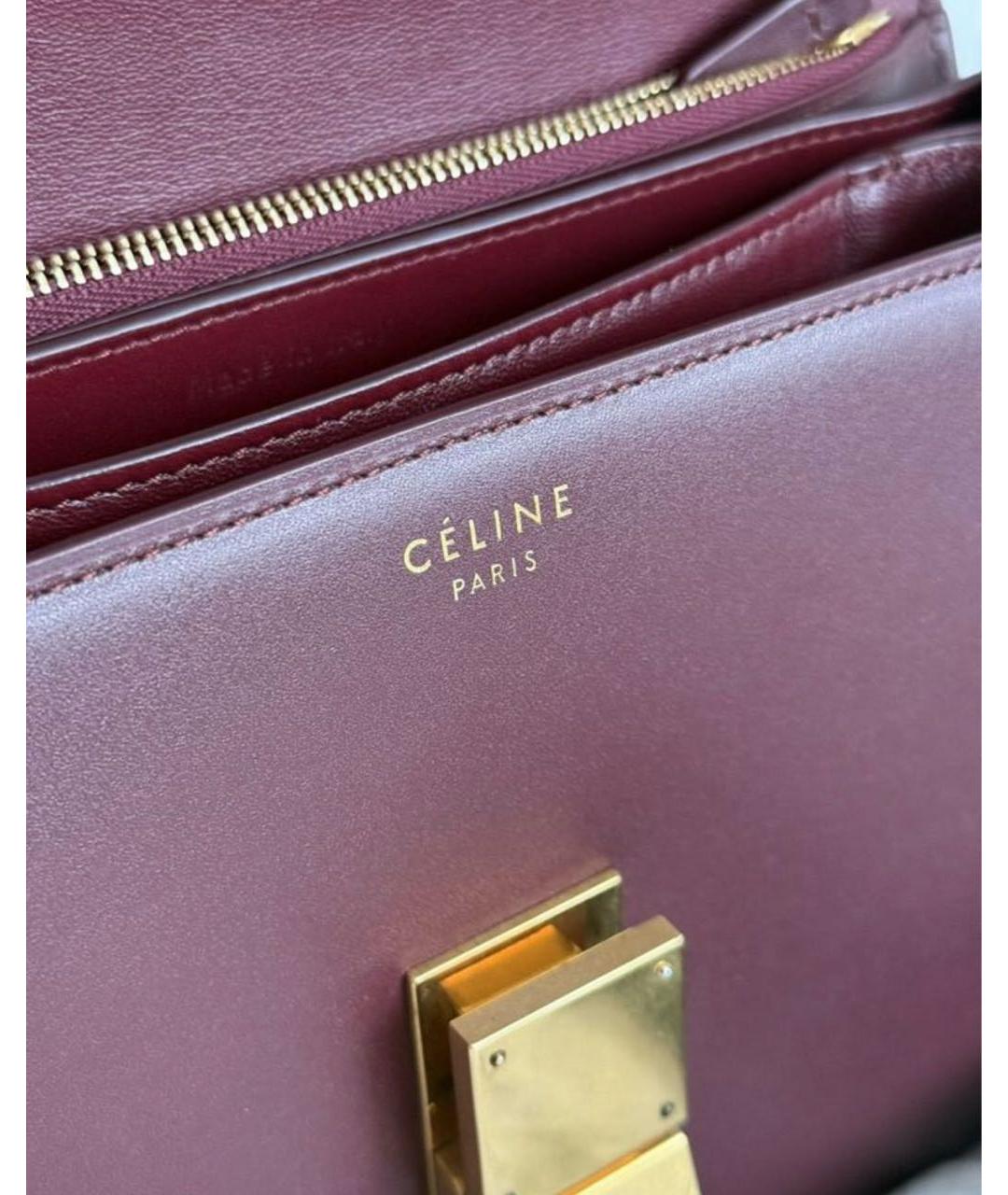 CELINE Бордовая кожаная сумка через плечо, фото 4