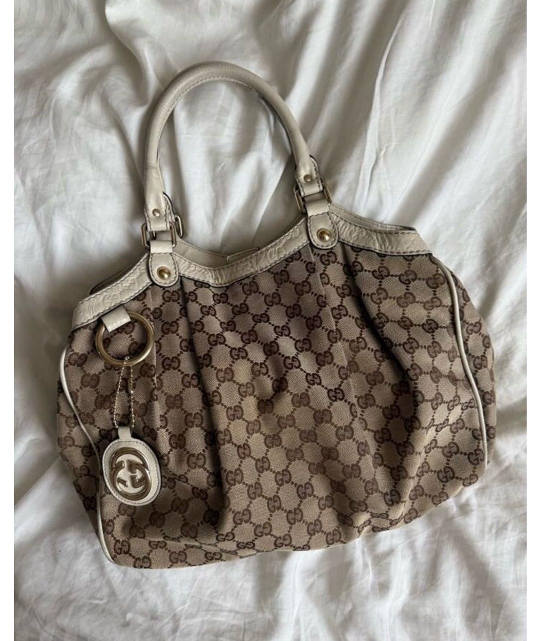 GUCCI Коричневая сумка с короткими ручками из канвы, фото 9
