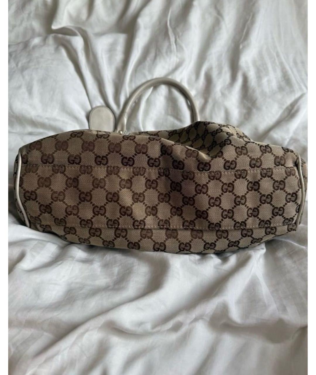 GUCCI Коричневая сумка с короткими ручками из канвы, фото 3