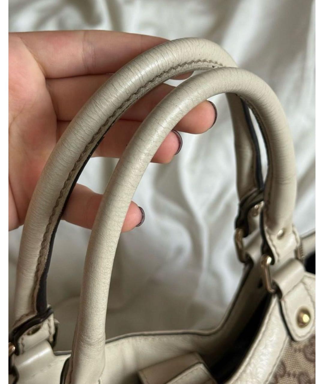 GUCCI Коричневая сумка с короткими ручками из канвы, фото 4